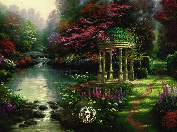 The Garden Of Prayer Framed 30 X 40 Canvas By Thomas Kinkade