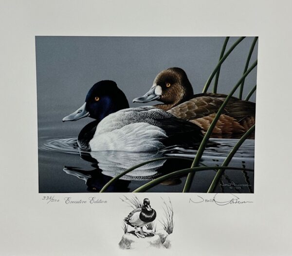 Federal Duck Stamp Print 1989 - Lesser Scaup - Executive Edition - Medallion and Remarque