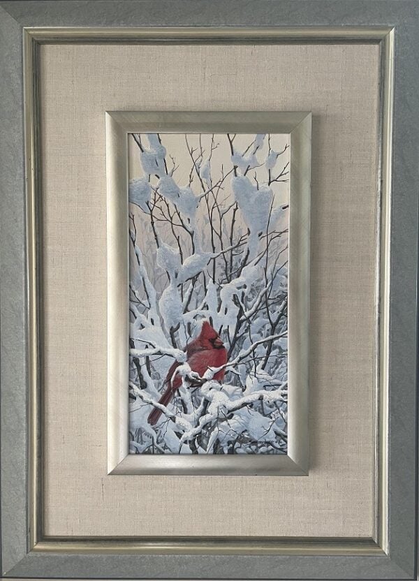 Winter Perch - Cardinal - Original Acrylic Painting